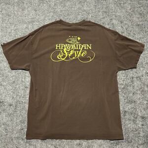 Hawaiian Style Graphic Tee Brown Short Sleeve T-Shirt XXL